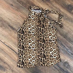 NWOT leopard print sleeveless top